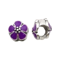 Silberner Blumenanhänger mit lila Emaille und Petal-Details für DIY-Armbänder - Blumen-Großlochperle
