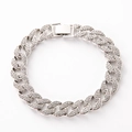 Sparkling silver iced out Cuban link necklace with full rhinestones for hip hop style - 7inch (18cm) Bracelet / Silver
