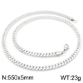 Collana a catena barbazzale piatta argento 5mm, lunga 550mm con chiusura a moschettone - 5mm / Color Acciaio (Argento)