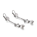 Orecchini pendenti in acciaio argento con ciondolo a stella e perle bianche - Stile Argento (KE86840-KFC)