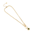 Collana dorata con pendente quadrato in smeraldo e catena a maglie con perline fini - Collana