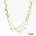 Collier triple rang avec chaînes box or et argent et perles ovales en métal - Collier (SDD886)