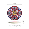 9-inch round ceramic steak plate with Mediterranean floral patterns in red and blue - Red Celebration (8.8 Inch)