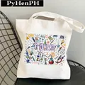 White canvas tote bag featuring colorful hand-drawn chemistry science doodles and experiments - C11 Chemistry Equipment No Inner Pocket No Zipper