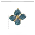 Detailed dimensions of flower pendant in green enamel and gold stainless steel - Blue-Green Four-petal Flower (42x39mm)