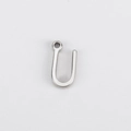 Polished silver stainless steel letter U pendant charm for DIY jewelry making - U (Bracelet Accessory) / Steel