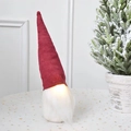 Gnomo navideño luminoso con gorro de punto rojo y barba larga blanca para decoración de mesa - Rojo