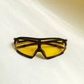 Punk style kids sports sunglasses with black half-frame and vibrant yellow lenses - Yellow