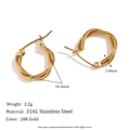 18K gold plated 316L stainless steel hoop earrings with woven texture and 18.4mm diameter - Thin Twisted Hoop Earrings - Gold - 16mm