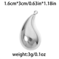 Polished silver stainless steel water drop pendant with 1.6cm by 3cm dimensions - TP0847 Smooth Tear / Silver