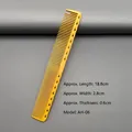 Detailed view of yellow hair cutting comb model AH-06 with measurements 18.8x2.8x0.6 cm - AH-06