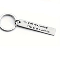 Portachiavi rettangolare in acciaio inossidabile lucido inciso con testo i love you most - K1040 Spazzolato
