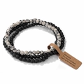 Three-piece stretch bracelet set with black lava stone, matte agate and spotted jasper - FK1771-Obsidian/Dalmatian Jasper/Lava Rock Set