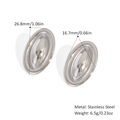 Polished silver stainless steel double hoop oval stud earrings in a glossy finish - Oval Stud Earrings (YYE025149-P) / Silver