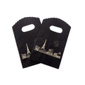 Small black plastic jewelry gift bag with golden Eiffel Tower print and wavy edge - No. 45 (Black Gold Paris)