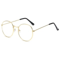 Gafas redondas vintage con montura de metal dorado y puntas de patillas negras - Marco Dorado