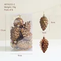 Set of 8 bronze pinecone Christmas ornaments for tree decoration in a clear box - Coffee Pine Cone / 8pcs