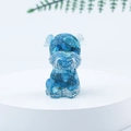 Mini Schnauzer dog figurine made of blue crystal gravel resin on a white stand - 42 Blue Apatite Color