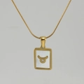 Collana con ciondolo Toro in acciaio inossidabile oro 18K con inserto in conchiglia - Toro / Madreperla bianca
