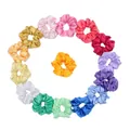 15-piece set of smooth satin scrunchies in assorted vibrant multi-colors with high elasticity - 15Pcs Solid Color Satin Set