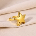 Elegant gold-plated open ring with 3D star motif and polished geometric finish - Star