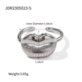 Lip-shaped silver stainless steel open ring with 1.94cm inner diameter measurement - Adjustable Open / Silver (JDR2305023-S)