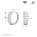 Detaillierte Größenangaben für S925 Sterlingsilber Creolen mit Zirkonia der Güteklasse 5A - 925er Silber / 925 Silber Weißgold Plattiert - Weiß