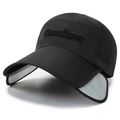 Black quick-dry sun hat for women featuring adjustable pull-out brims and Guanlinwr embroidery - Black