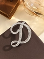Elegant silver alloy letter D brooch with sparkling rhinestones for women - Silver Letter D