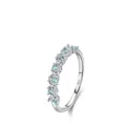 Anello minimalista in argento sterling S925 con scintillanti zirconi bianchi e verde menta - Taglia US 5 / Stile Incastonato in Fila Blu e Bianco (RHR1725)