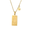 Detail of gold Capricorn tarot card necklace featuring embossed goat and star patterns - Capricorn - Gold (ZJ3814)