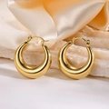 French style hollow crescent gold earrings in polished stainless steel on marble - 25mm / Round Pin / Gold