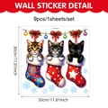 Christmas window stickers featuring cute kittens in stockings with snowflakes and stars - Kitten Christmas Stocking Pattern (UV24Y12544S_R) / 30*30cm