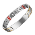 Magnet-Gesundheitsarmband für Herren in Silber-Gold-Edelstahl mit rot-weißen Einlagen - Silber Gold Glieder