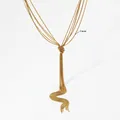 Gold multi-layer knotted chain necklace with delicate tassels and 1mm thick strands - Multi-Layer Tassel Style (D1048) / Gold