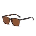 Retro square oversized tortoise shell sunglasses with dark brown UV-protected lenses - Black Tea Hawksbill Frame Tea Lens Polarized C2