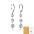 Elegante S925 zilveren hangende oorbellen met gradiënt van drie moissanite stenen - E13918 Drie-Stenen Gradiënt / Ja (Met GRA-certificaat)