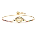 Bracciale MOM dorato regolabile con pietre di zircone colorate e design a corona - Lettera MOM Arcobaleno
