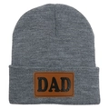 Bonnet en maille grise pour homme avec écusson DAD en cuir, bonnet de ski chaud - Adulte Élastique / Gris Moyen (DAD)