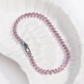 Detail of pink marquise-cut zircon stones set in a silver-plated tennis bracelet - Pink Zircon - Silver Color