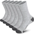Set of 6 pairs light grey crew athletic socks with dark grey reinforced toe and heel - Free Size 39-47 / Grey (Set)