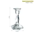 Vintager Glaskerzenhalter transparent mit sechseckigem Sockel und 16cm Höhe - Quadratisch Sechseck