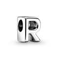 Polished silver alphabet R letter bead charm for DIY bracelet jewelry designs - Letter R