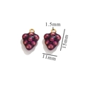 Purple grape enamel charm pendant with golden ring, size 15mm x 11mm for DIY jewelry - Purple Grape