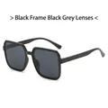 Classic black square frame sunglasses with dark grey lenses in a minimalist trendy style - Black Frame Grey Lens