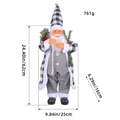 Papá Noel de 62cm con traje a cuadros blanco y negro y medidas de tamaño detalladas - Cuadros Blancos y Negros