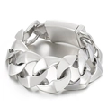 Polished silver stainless steel Cuban link bracelet for men with rectangular clasp - Polished Silver Cuban Link Style (KB13531)