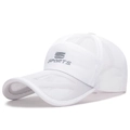 Berretto da baseball in mesh bianco traspirante con ricamo sportivo grigio e tesa lunga - Regolabile / Bianco