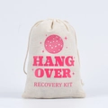 Beige canvas drawstring hangover recovery kit bag with pink disco ball design - Disco Ball / 10*15cm