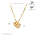 Dettaglio della collana doppio cuore in argento sterling S925 con pietre zirconi 5A - Oro